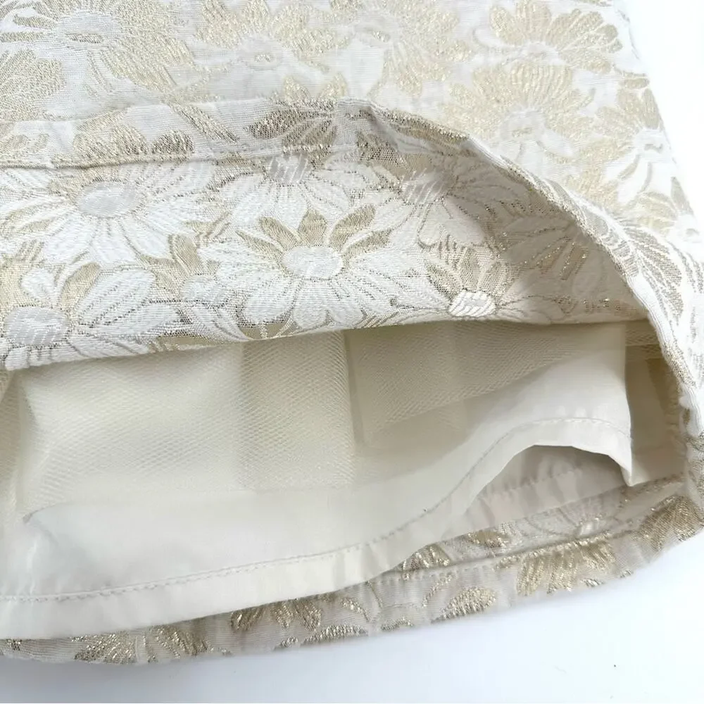Carter’s girl jacquard woven dress cream metallic gold floral Size 8